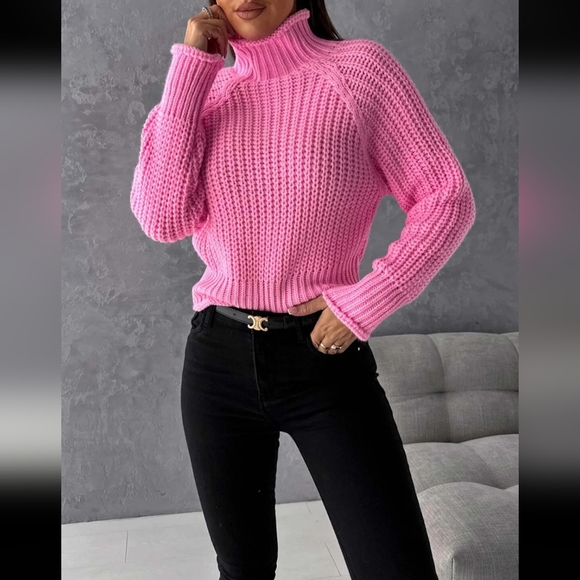 New Listing ❤️‍🔥 Candice High Neck Cropped Kintted Jumper Sweater Top - Picture 4 of 4